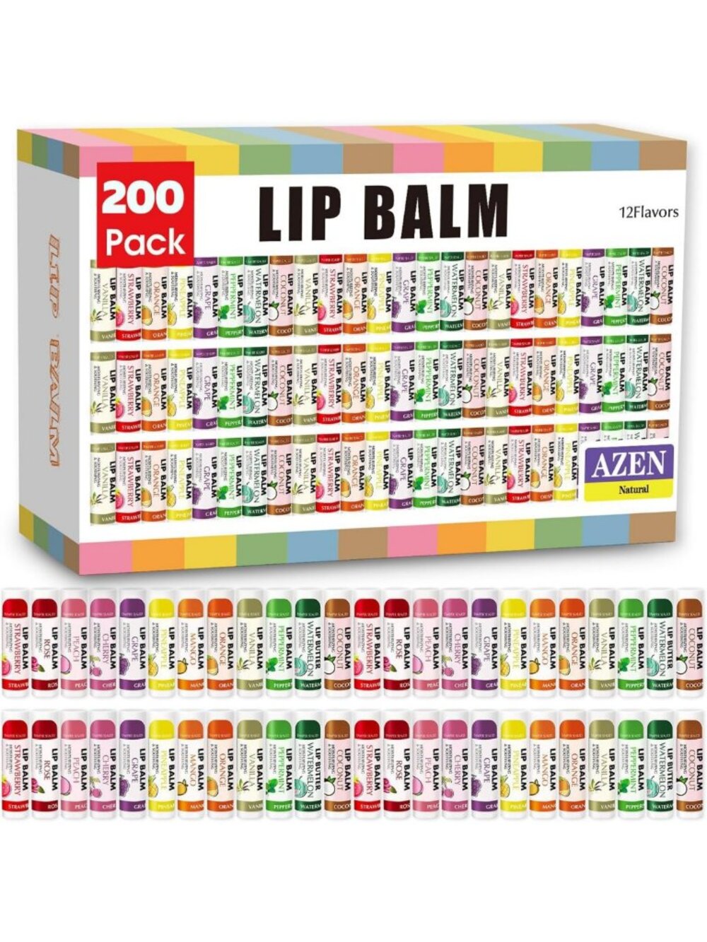 200 Pack Moisturizing Lip Balms for Dry Cracked Lips, Perfect for Gifts & Easter